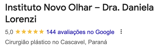 Instituto Novo Olhar – Dra. Daniela Lorenzi: 5,0 estrelas com 144 avaliações no Google, Cascavel/PR